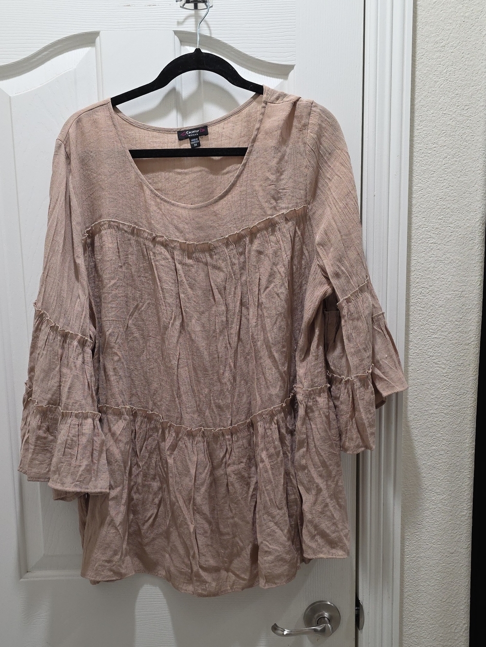 Cocomo Blush-Taupe Tiered Peasant Tunic